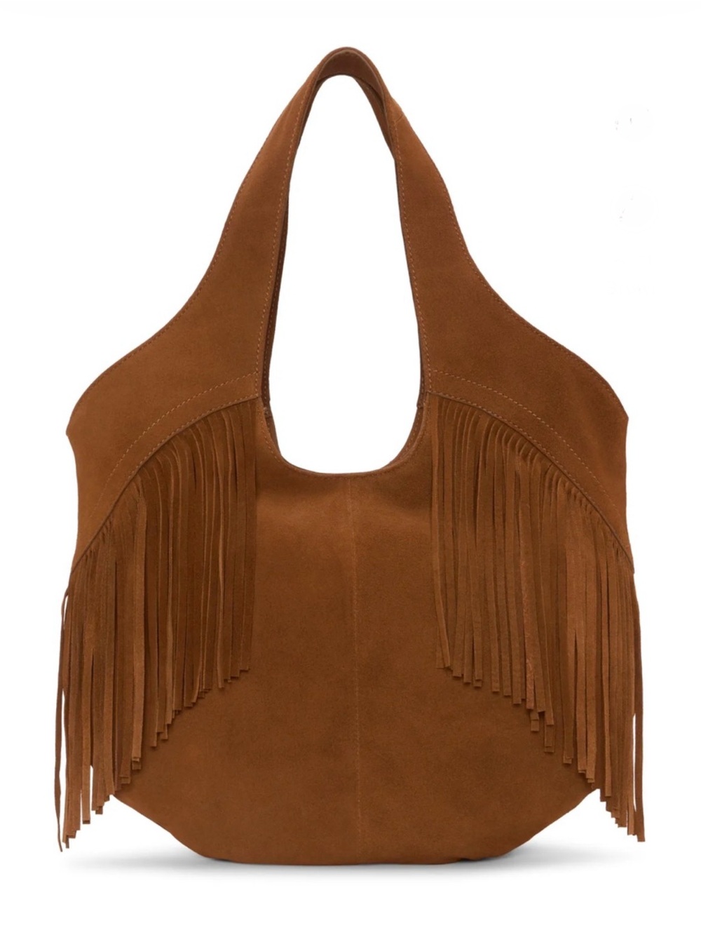 🍀Lucky Brand Nyra Suede Leather Fringe Tote Shoulder Bag in Rust Brown